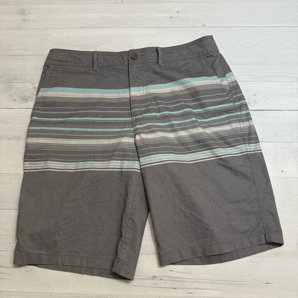 Goodfellow men's grey blue white striped shorts men's 32